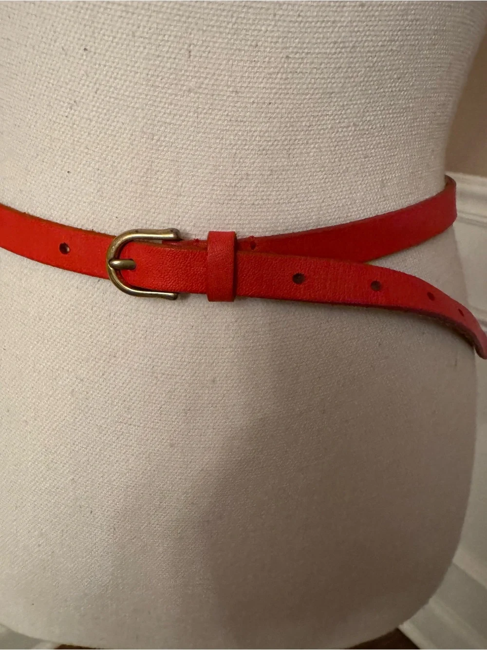 J. Crew Red Leather Belt with Brass-Tone Buckle - Picture 3 of 10